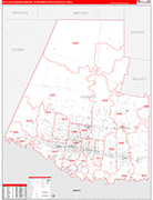 McAllen-Edinburg-Mission Metro Area Wall Map Red Line Style